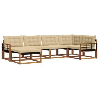 vidaXL Conjunto De Sof&aacute;s De Exterior Con Coj&iacute;n 6 Pcs Natural Y Beige Vidaxl