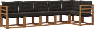 vidaXL Conjunto De Sof&aacute;s De Exterior 6 Uds. Natural Y Negro Vidaxl