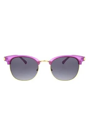 Hurley 52mm Retro Half Rim Sunglasses in Crystal Lilac at Nordstrom Rack