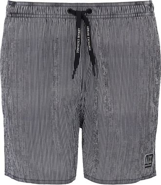 A|X Armani Exchange Heren Marineblauwe Gestreepte Shorts - Heren - Bermuda - Blauw - 2XL - Polyester - Korte Broeken