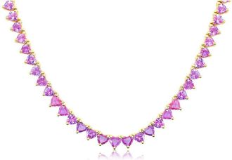 Diana M. Jewels Fine Jewelry 18K 73.36 Ct. Tw. Diamond & Pink Sapphire Tennis Necklace