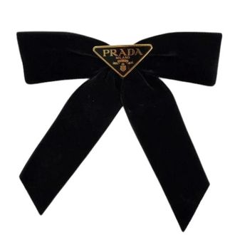 Prada Pre-owned Valletta Haarclip van Fluweel - Dames - Pre-owned - Zwart - Maat: ONE Size