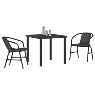 Berkfield Home Chic 3 Piece Garden Dining Set Black Poly Rattan