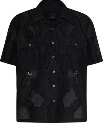 John Richmond Short Sleeve Shirt met Decoratief Motief - Heren - Korte mouwen Overhemden - Zwart - 2XL - Overhemden