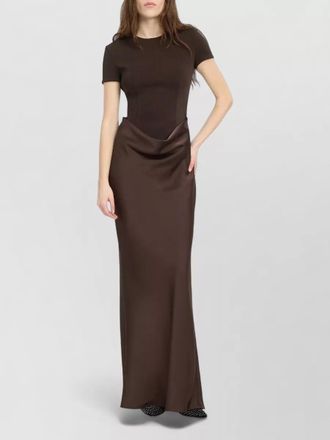 Rotate draped short-sleeve maxi dress