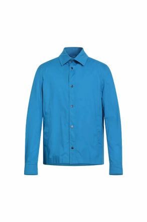 Herno Mens Button-Front Shirt Jacket In Turquoise