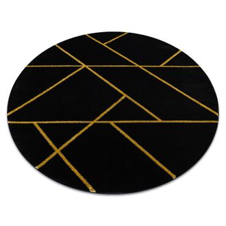 RugsX Rugsx - Alfombra Emerald Exclusivo 1012 Circulo - Glamour, Elegante M&aacute;rmol, Geom&eacute;trico Negro / Oro Black Circulo 120 Cm