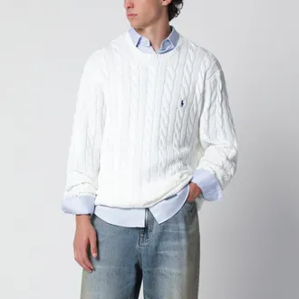 Polo Ralph Lauren Maglione bianco in cotone a trecce