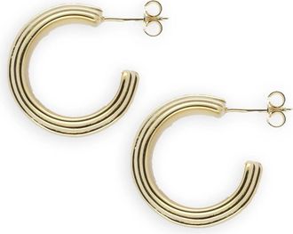 Lott. Gioielli Gedurfde Gestreepte Creoolse Oorbellen Goud - Dames - Oorbellen - Grijs - ONE Size - Accessoires