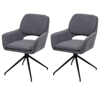 Hhg Hhg - Nunca Usado] Juego De 2 Sillas De Comedor 638, Silla De Cocina, Giratoria Con Retorno Autom&aacute;tico, Tejido Boucl&eacute; (540 G/m&sup2;) Oeko-tex, Gris