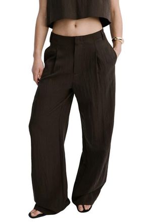 Mango Pleated Straight Leg Pants in Chocolate at Nordstrom, Size 12