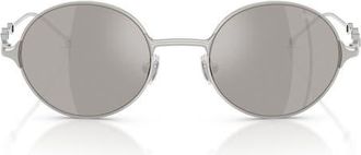 Diesel 49mm Small Round Sunglasses in Shiny Silver /Mirror Silver at Nordstrom