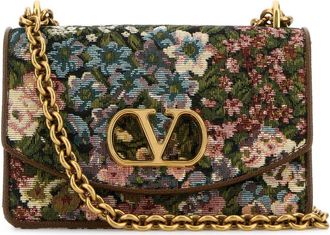 Valentino Garavani Embroidered Fabric Vain Shoulder Bag