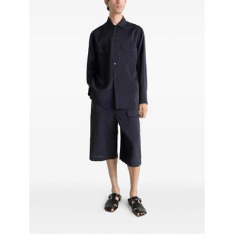 Christophe Lemaire Cotton-Blend Drawstring Cargo Shorts - Black