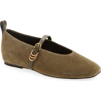 Rag & Bone Spire Mary Jane Flat in Olive Suede at Nordstrom, Size 10.5Us