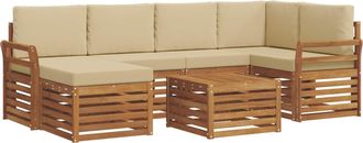 vidaXL Conjunto De Sof&aacute;s De Exterior 7 Uds. Natural Y Beige Poli&eacute;ster Vidaxl