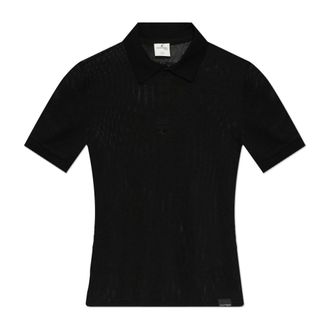 Courrèges Polo Shirts, male, Black, Size: L Mesh Polo Shirt