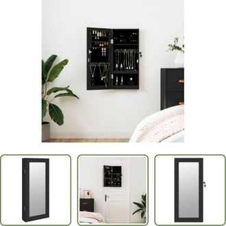 vidaXL Armadio portagioie - Armadio Portagioie con Specchio a Muro Nero 30x8,5x67 cm