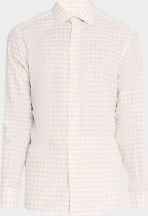 Ermenegildo Zegna Mens Cotton Check Sport Shirt