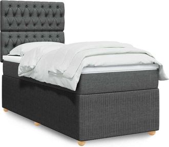 vidaXL Cama Box Spring Con Colch&oacute;n Tela Gris Oscuro 80x200 Cm Vidaxl