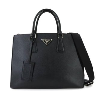 Prada Black Leather Handbag Tote Bag (Pre-Owned)