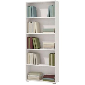 Dmora Libreria Urgnano, Biblioteca 4 Ripiani, Installazione a Terra, Sfumatura Colore Struttura Opaco, 70x24.5x176.5h cm Bianco Opaco