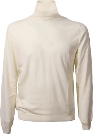 Zanone Witte Flexwool Coltrui Sweater - Heren - Coltruien - Wit - M - Wol - Truien & Vesten