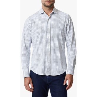 34 Heritage Ocean Dot Button-Up Shirt in White at Nordstrom, Size Xx-Large