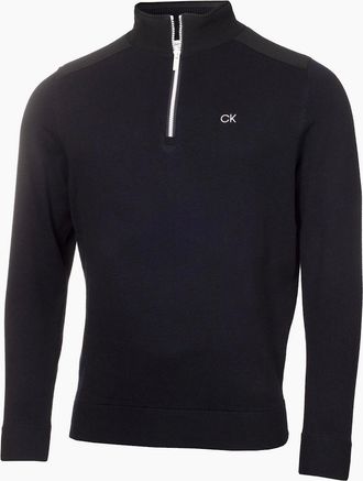 Calvin Klein Mens Embroidered Zip Neck Raglan Sleeve Sweatshirt - Navy - Size: 2X large