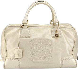 Loewe Amazona Bag Leather Gold Leather Handbag (Pre-Owned)
