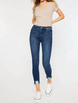 Kancan High Rise Ankle Skinny Jeans In Dark Wash