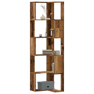 Berkfield Home Corner Bookcase 5-Tier Old Wood 50x50x179 cm Engineered Wood in Brown | Size: 50 x 50 x 179 cm