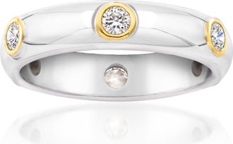 Ross-Simons Bezel-Set Lab-Grown Diamond Ring in Sterling Silver and 18kt Gold Over Sterling