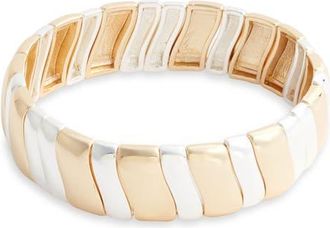 Nordstrom Wavy Link Stretch Bracelet in Gold- Silver at Nordstrom