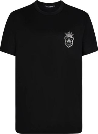 Dolce & Gabbana Katoenen T-shirt met heraldisch embleem - Heren - T-shirts - Zwart - 3XL - Katoen - Tops