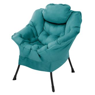 ML Design Ml-design - Sill&oacute;n De Sal&oacute;n, Azul Claro Asiento Reclinable De Comedor Con Reposabrazos Y Bolsillo Lateral Dise&ntilde;o Ergon&oacute;mico Sof&aacute; De Tv Con Almohada Mu