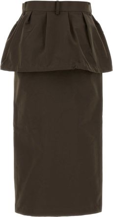 sacai Cotton-Nylon Blend Skirt - Brown