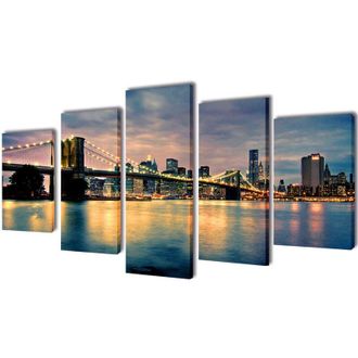 vidaXL Set Decorativo De Lienzos Para Pared R&iacute;o De Brooklyn 200 X 100 Cm Vidaxl