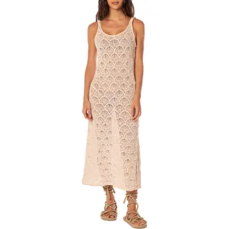 Maaji Wavy Shell Quartz Crochet Cover-Up Dress in Beige Overflow at Nordstrom, Size Medium