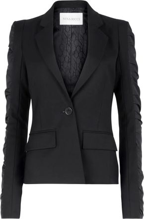 Nina Ricci ruffled-sleeves wool suit jacket - women - Wool/Viscose - 34 - Black