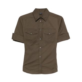 Fay Shirts, female, Green, Size: L Regular-fit shirt