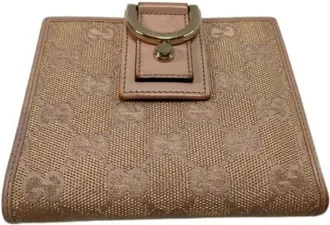 Gucci Beige Gg Canvas Leather Wallet (Bi-Fold) (Pre-Owned)