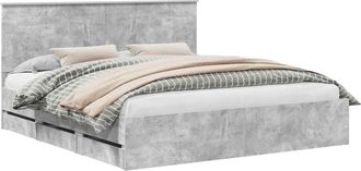vidaXL Estructura De Cama Gris Concreto 180 X 200 Cm Madera Ingenieril Vidaxl