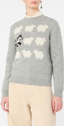 Max Mara Sheep Crewneck Sweater in Light Grey at Nordstrom, Size X-Small