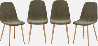 Sweeek Silla De Madera Y Tela Con Patas Color Natural, Set De 4