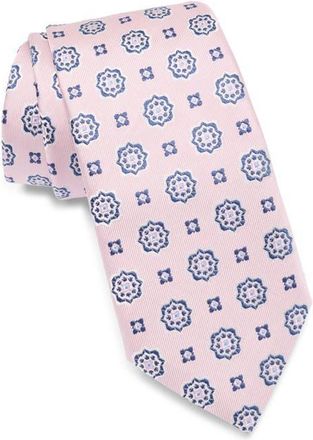 BOSS Medallion Silk Blend Tie in Open Pink at Nordstrom