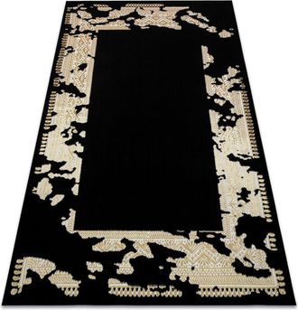 RugsX Rugsx - Alfombra Allure 1965 Marco - Estructural, Elegante, Glamurosa Negro / Oro Black 180x270 Cm