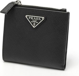 Prada Black Saffiano Triangle Wallet (Bi-Fold) (Pre-Owned)
