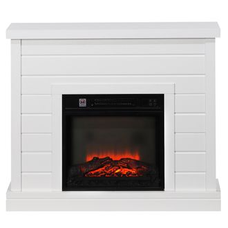 HOMCOM Homcom Caminetto Elettrico 1800w Con Effetto Fiamma A 3 Intensit&agrave; Bianco