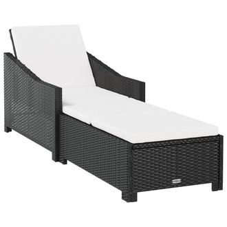 vidaXL Tumbona Con Coj&iacute;n Rat&aacute;n Sint&eacute;tico Blanco Crema Vidaxl